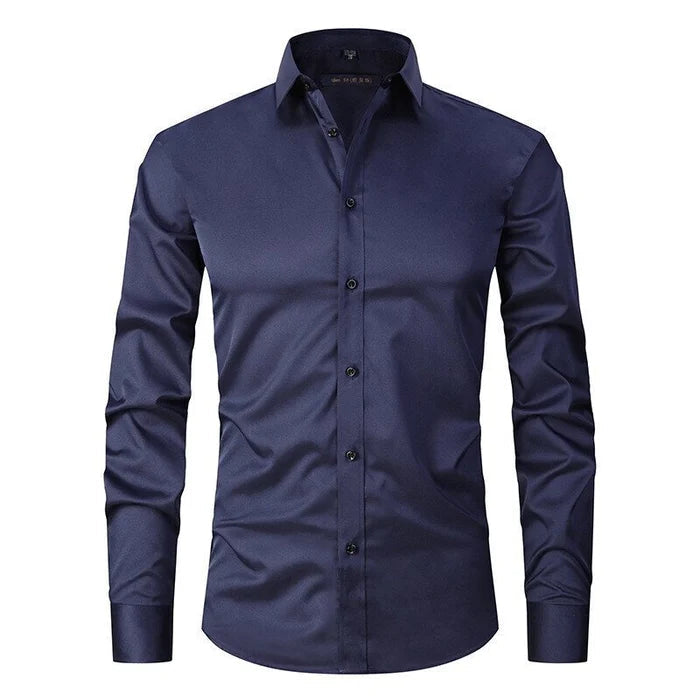 Men’s Dress Shirt – Slim Fit – Stretch Fabric – Wrinkle-Free – Button-Down Collar