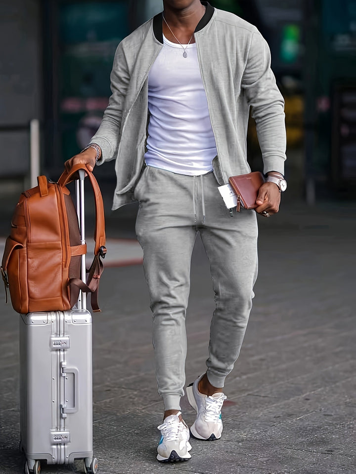 Men’s Tracksuit Set – Slim Fit – Soft Knit – Zip-Up Jacket – Tapered Jogger Pants