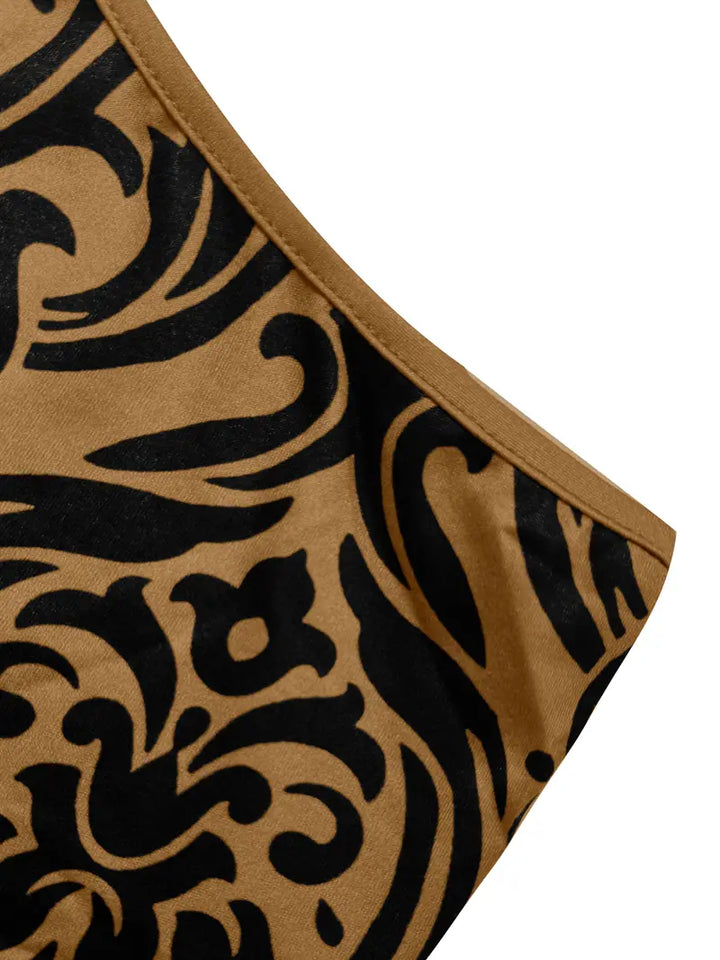 Women's One-Shoulder Bodycon Dress - Baroque Print - Knee-Length - Elegant Evening Wear