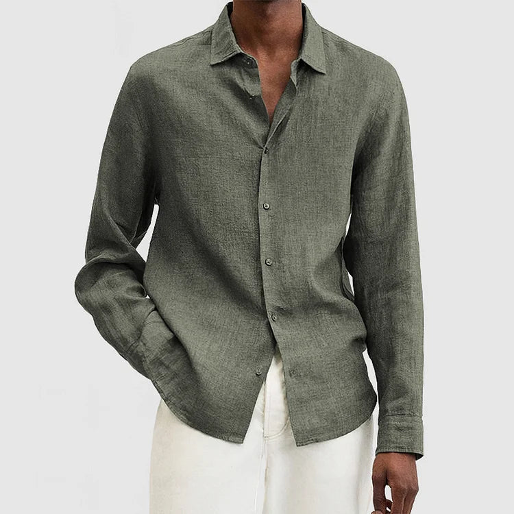 Men’s Button-Up Shirt - Relaxed Fit - Long Sleeve - Casual Style