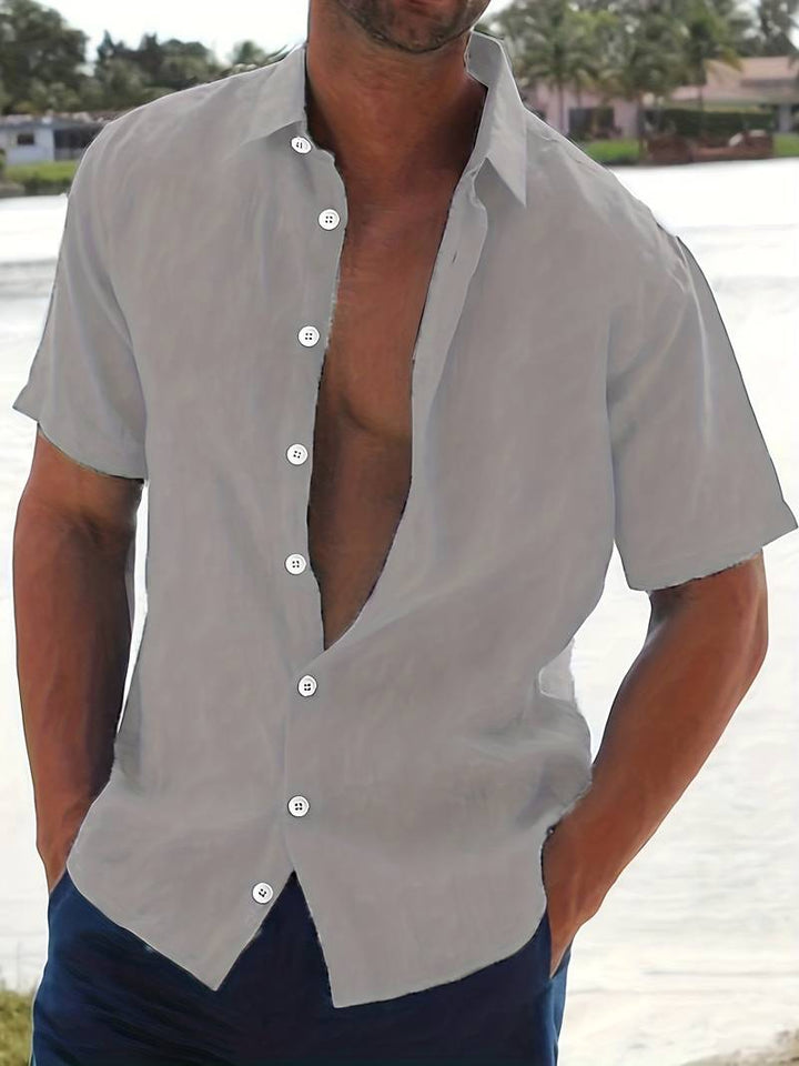 Men’s Short-Sleeve Button-Up Shirt - Relaxed Fit - Breathable Casual Wear
