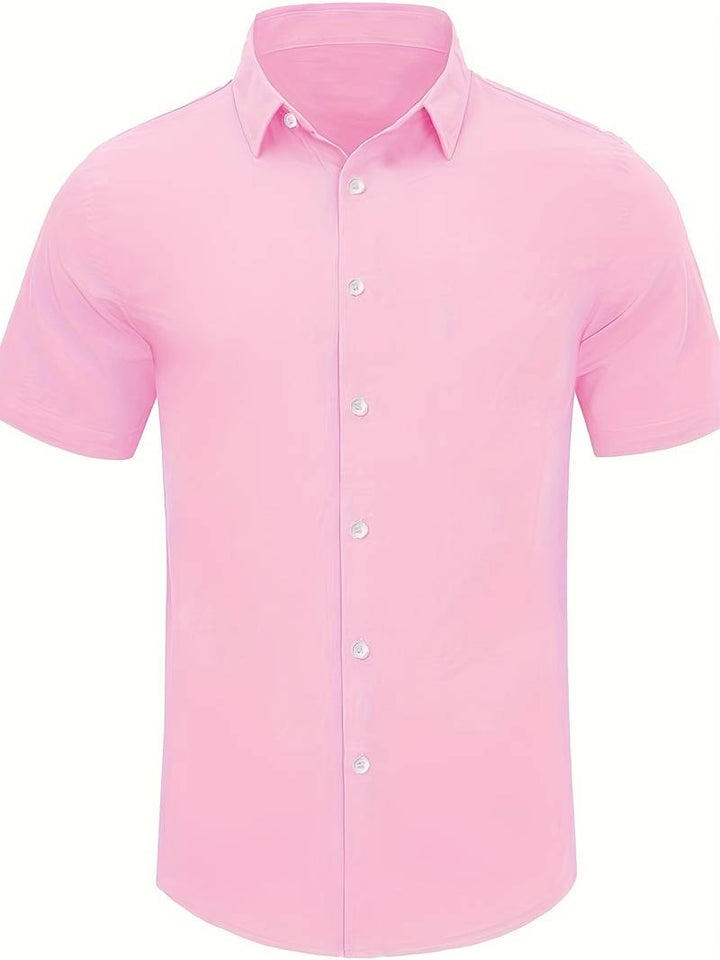 Men’s Short-Sleeve Button-Up Shirt - Relaxed Fit - Breathable Casual Wear