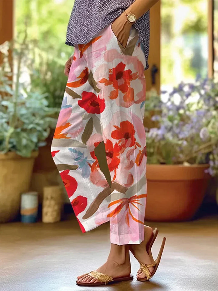 Women’s Wide-Leg Pants - Relaxed Fit - Breathable Blend - Full Length Casual Style