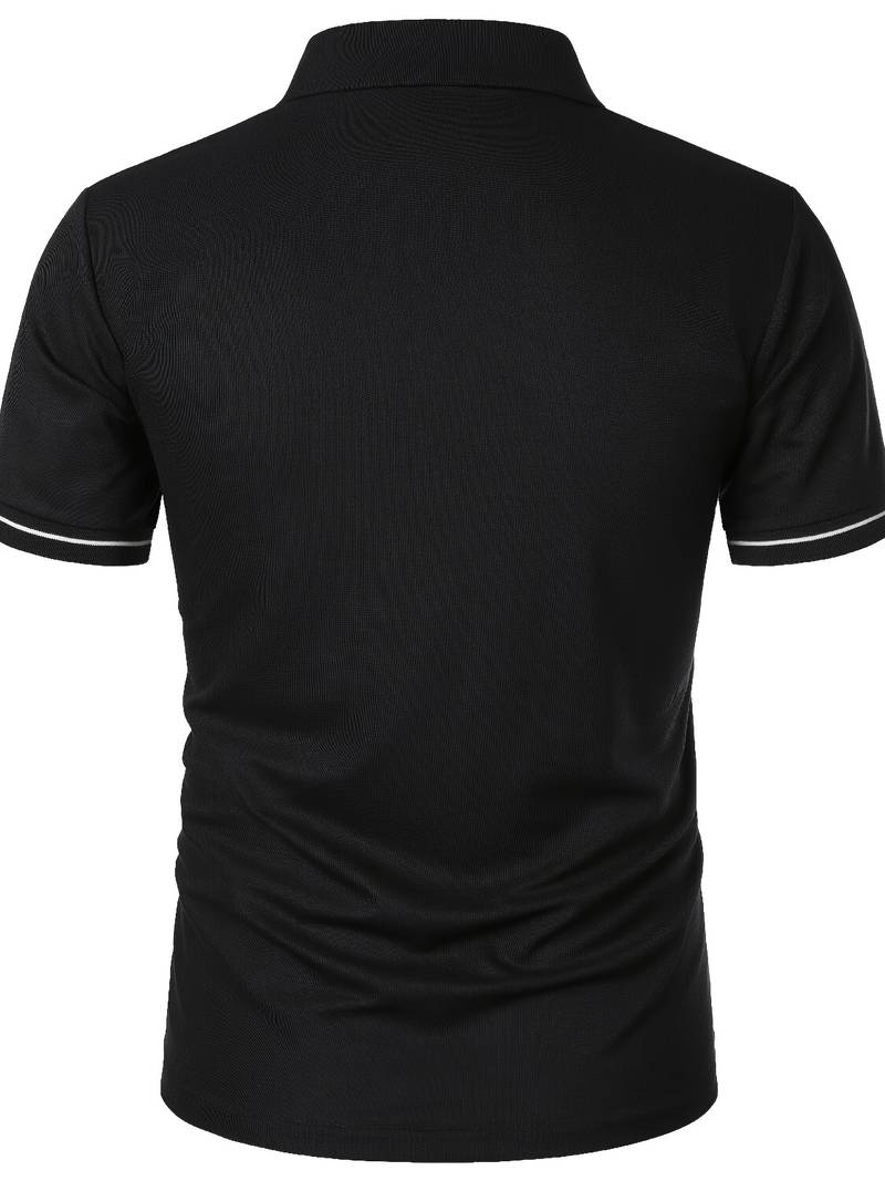 Men’s Polo Shirt - Zipper Neckline - Short Sleeve - Breathable Casual Wear