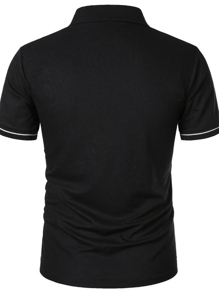 Men’s Polo Shirt - Zipper Neckline - Short Sleeve - Breathable Casual Wear