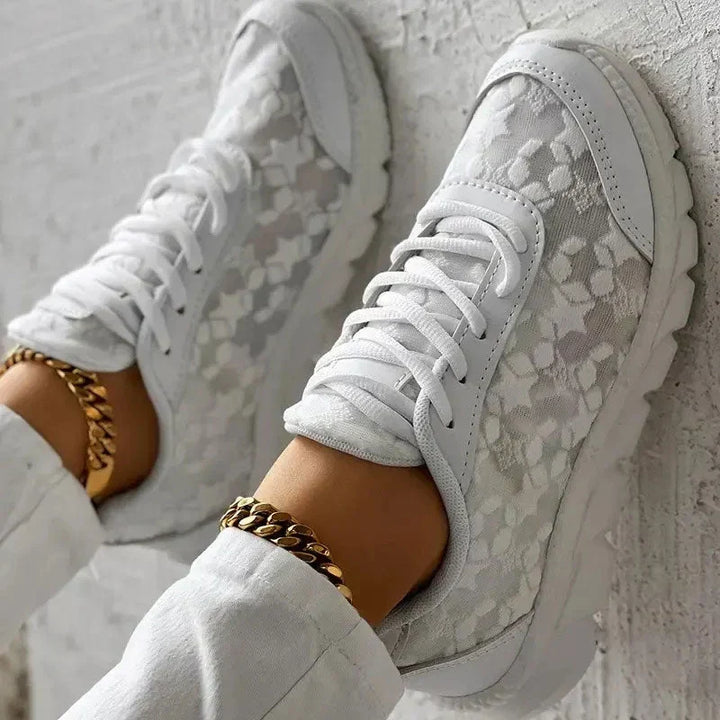Women’s Sneakers – Cushioned Sole – Lace-Up Ergonomic Fit