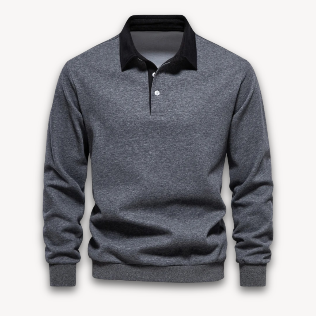 Men’s Polo Sweater – Regular Fit – Soft Knit – Long Sleeve Smart Casual Pullover
