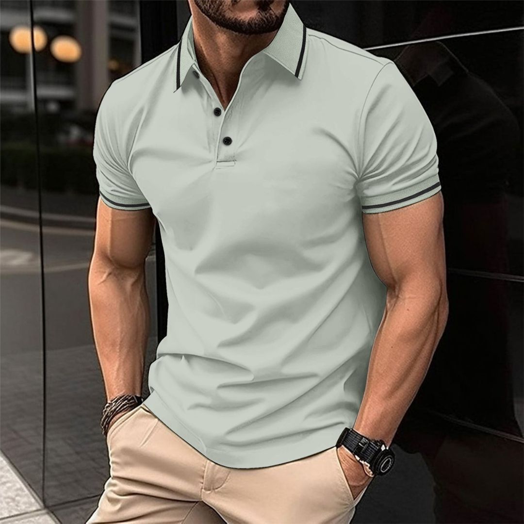 Men’s Polo Shirt - Slim Fit - Soft Knit - Ribbed Collar - Short Sleeve Casual Wear