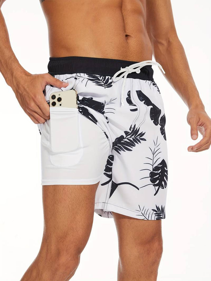 Men’s Beach Shorts – Relaxed Fit – Quick-Dry Breathable Blend – Inner Liner – Drawstring Waist