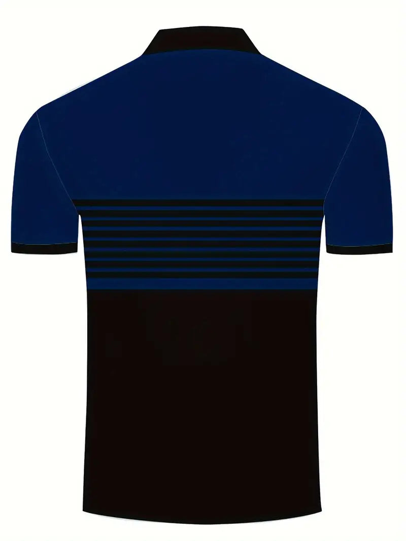 Men’s Polo Shirt – Slim Fit – Striped Chest Design – Short Sleeve Breathable