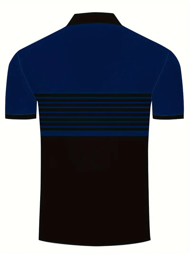 Men’s Polo Shirt – Slim Fit – Striped Chest Design – Short Sleeve Breathable