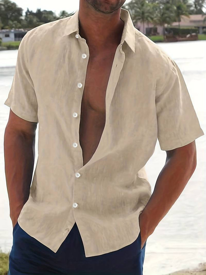 Men’s Short-Sleeve Button-Up Shirt - Relaxed Fit - Breathable Casual Wear