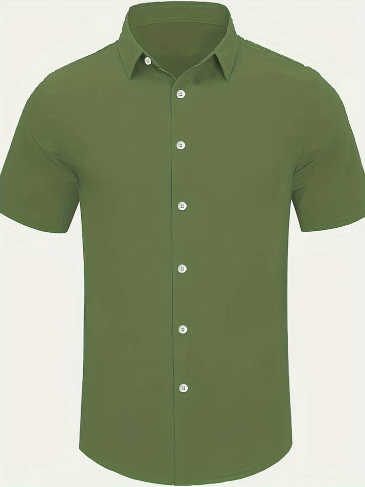 Men’s Short-Sleeve Button-Up Shirt - Relaxed Fit - Breathable Casual Wear