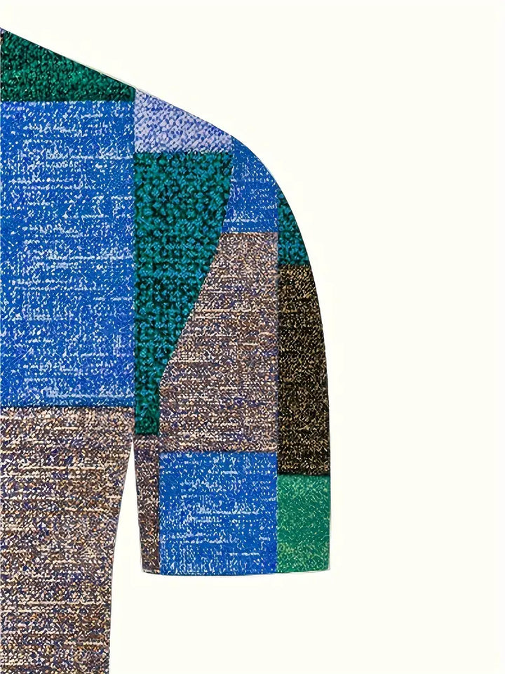 Men’s Polo Shirt - Patchwork Design - Short Sleeve - Classic Collar Casual Wear