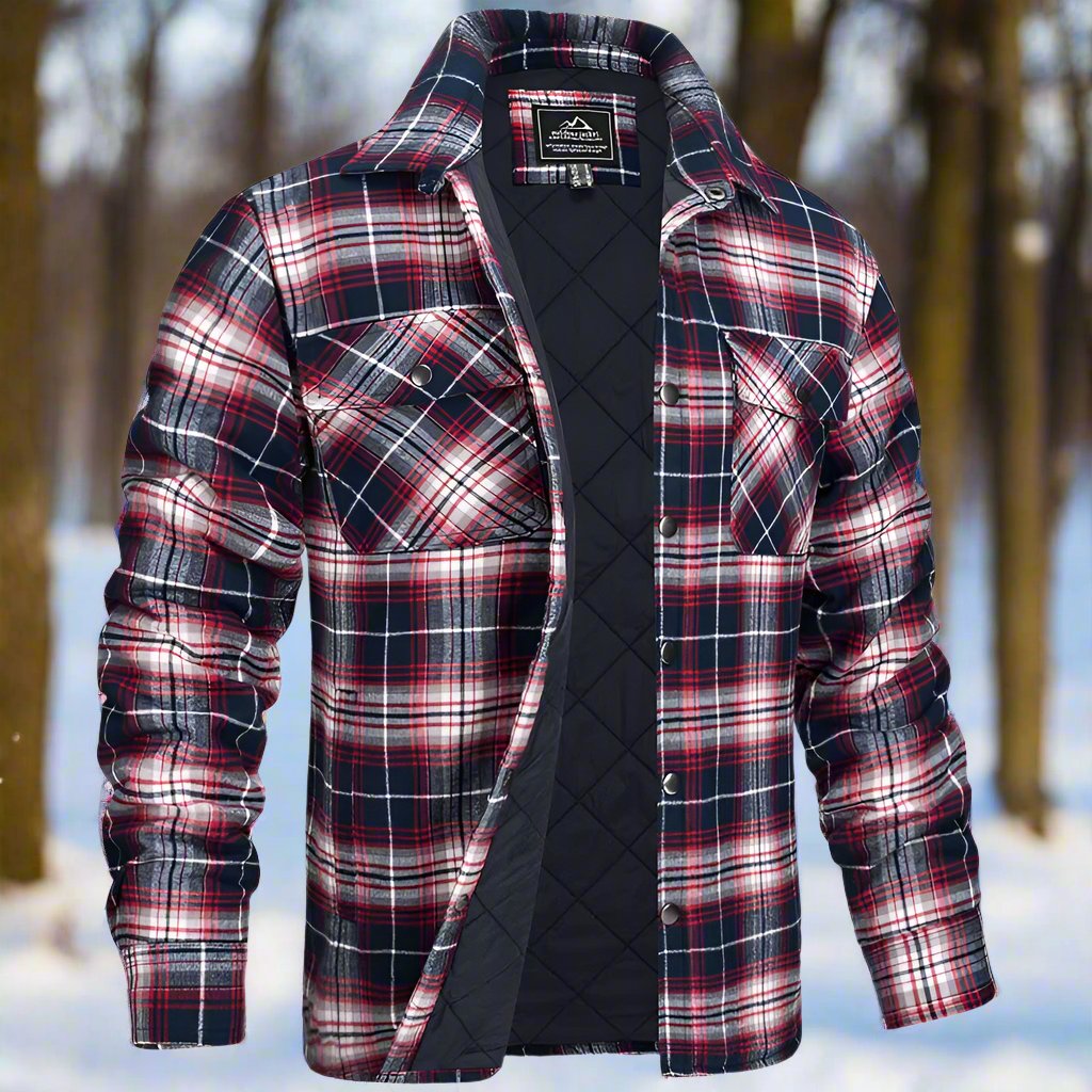 Men’s Shirt Jacket – Relaxed Fit – Quilted Flannel – Snap Front – Chest Pockets