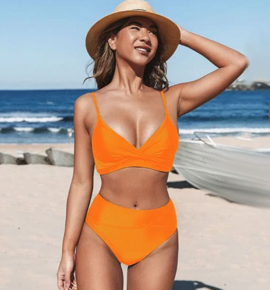 Women’s Bikini Set – High Waist Bottom – V-Neck Top – Soft Stretch Fit – Sleek Design