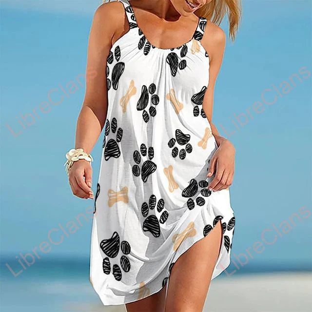 Women’s Mini Dress – Relaxed Fit – Sleeveless – Playful Print – Breathable Blend