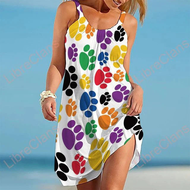 Women’s Mini Dress – Relaxed Fit – Sleeveless – Playful Print – Breathable Blend