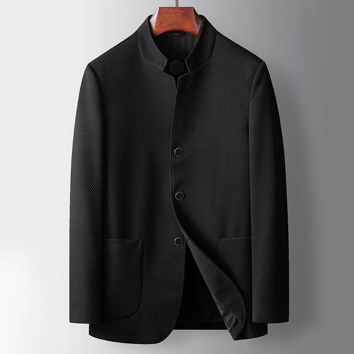 Men’s Business Jacket – Tailored Fit – Modern Mandarin Collar – Single Breasted