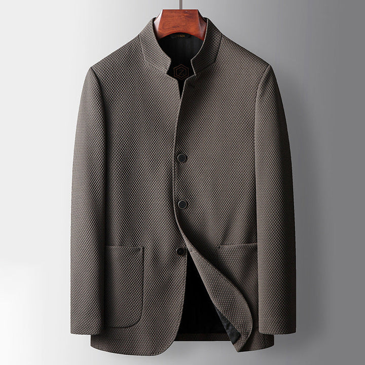 Men’s Business Jacket – Tailored Fit – Modern Mandarin Collar – Single Breasted