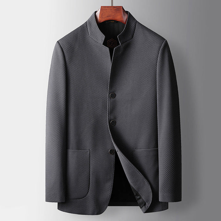 Men’s Business Jacket – Tailored Fit – Modern Mandarin Collar – Single Breasted