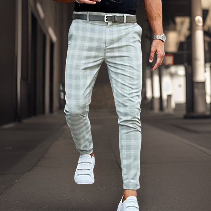 Men's Chino Pants - Slim Fit - Full Length - Plaid Pattern
