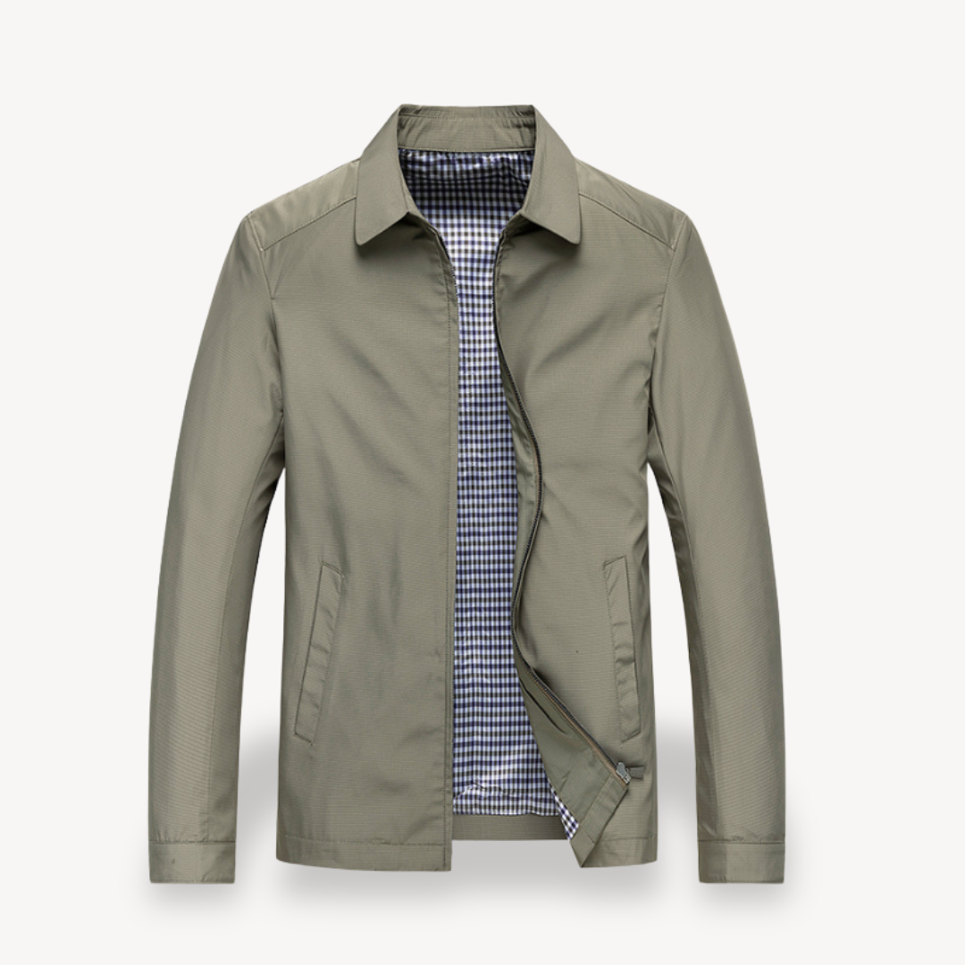 Men’s Lightweight Jacket – Tailored Fit – Zipper Front – Shirt Collar