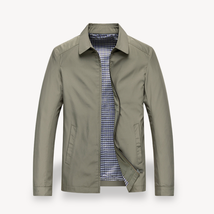 Men’s Lightweight Jacket – Tailored Fit – Zipper Front – Shirt Collar