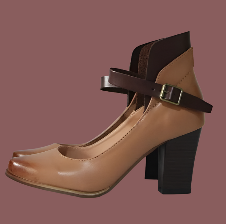 Women’s Block Heel Shoes – Closed Toe – Ankle Strap – Structured Fit – Elegant Design