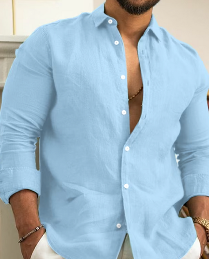 Men’s Button-Up Shirt – Slim Fit – Natural Fibers – Long Sleeve Casual Style