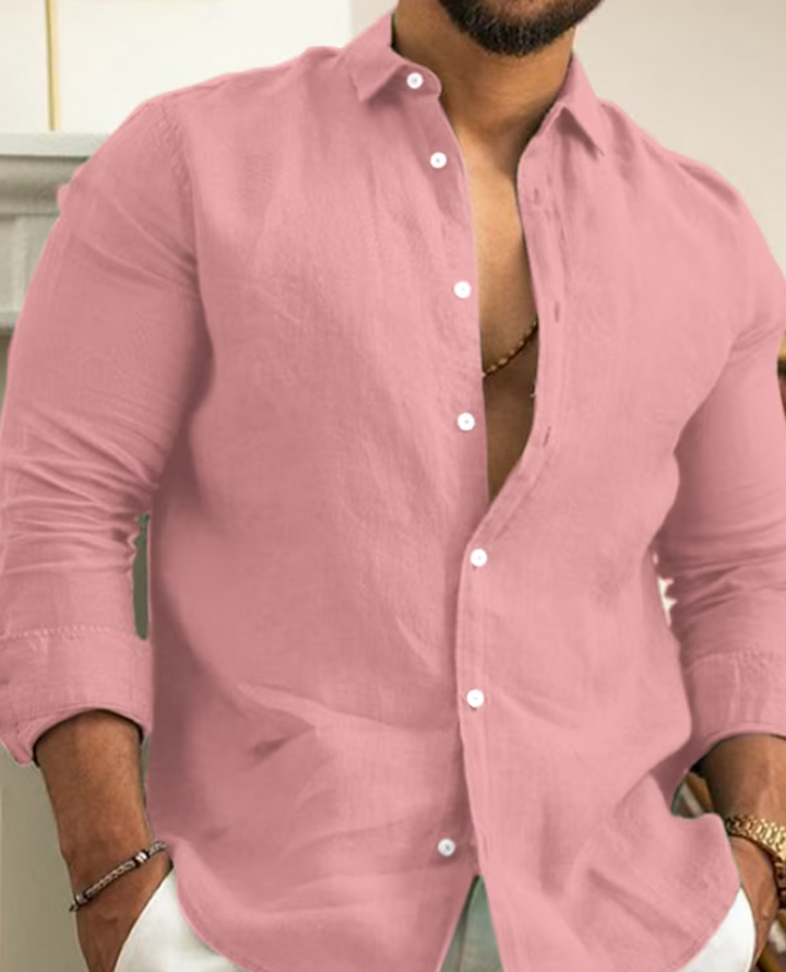 Men’s Button-Down Shirt - Slim Fit - Long Sleeve - Natural Fibers - Tailored Casual