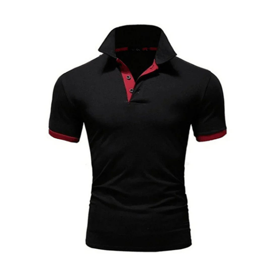 Men’s Polo Shirt - Slim Fit - Natural Fibers - Short Sleeve Casual Button Placket