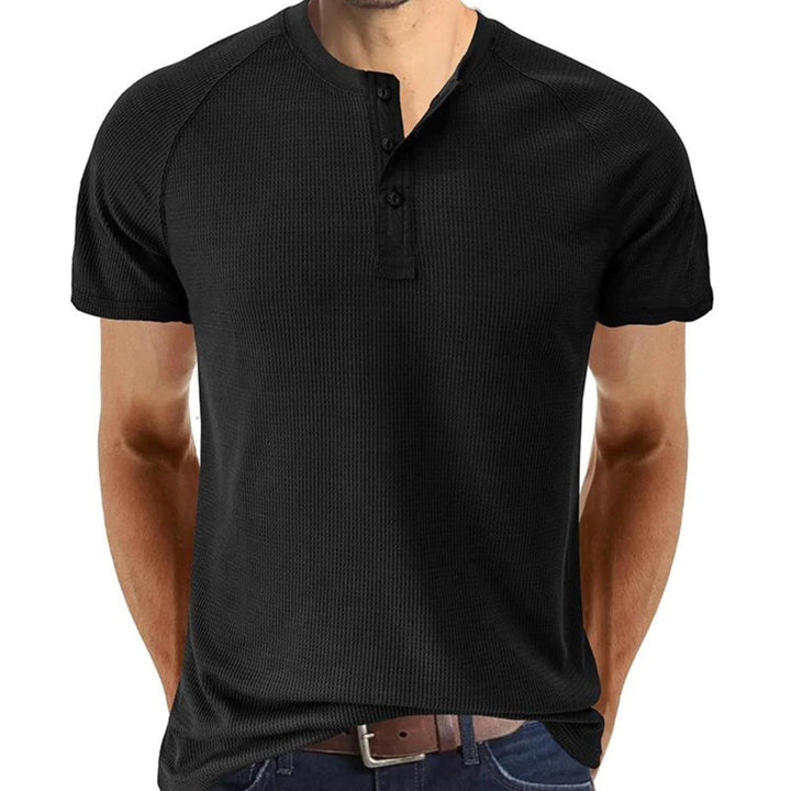 Men’s Henley Shirt - Slim Fit - Soft Knit - Short Sleeve - Breathable Casual Wear