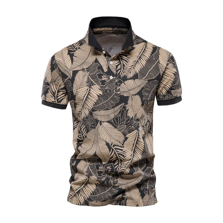 Men’s Polo Shirt - Slim Fit - Short Sleeve - Breathable Blend - Tropical Print