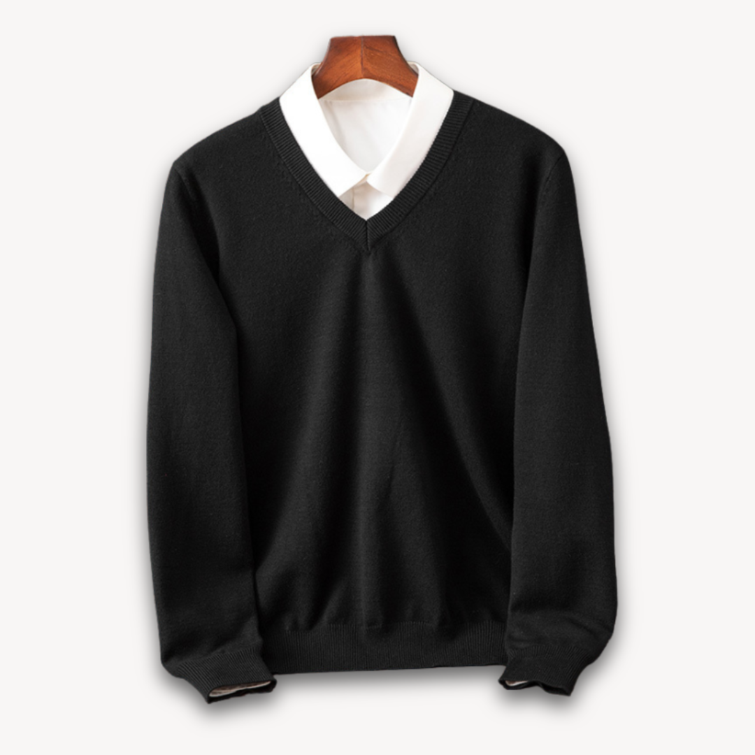 Men’s V-Neck Sweater – Slim Fit – Soft Knit – Ribbed Detail – Lightweight Luxury Fabric