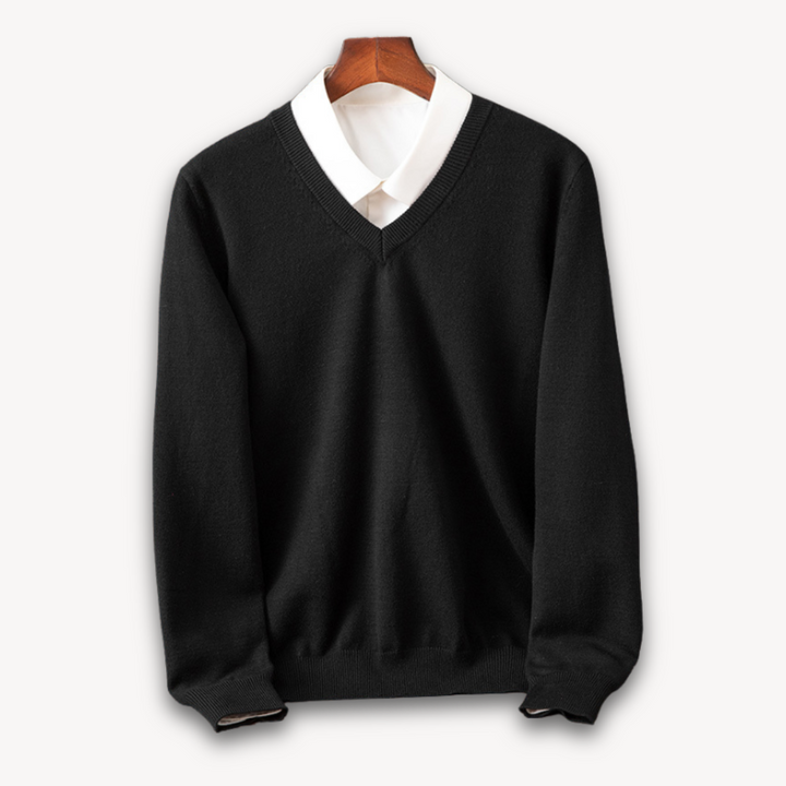 Men’s V-Neck Sweater – Slim Fit – Soft Knit – Ribbed Detail – Lightweight Luxury Fabric