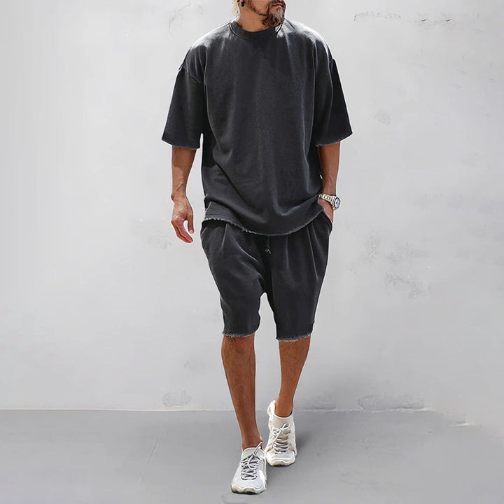Men’s Lounge Set – Oversized T-Shirt and Shorts – Relaxed Fit – Cotton Blend