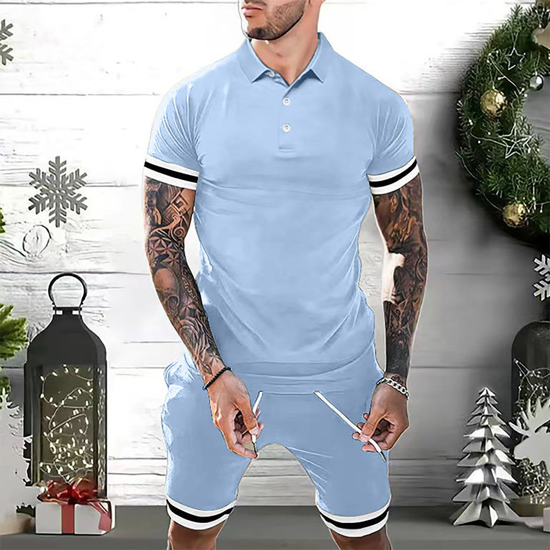 Men’s Polo Shirt and Shorts Set – Slim Fit – Cotton Blend – Sporty Style