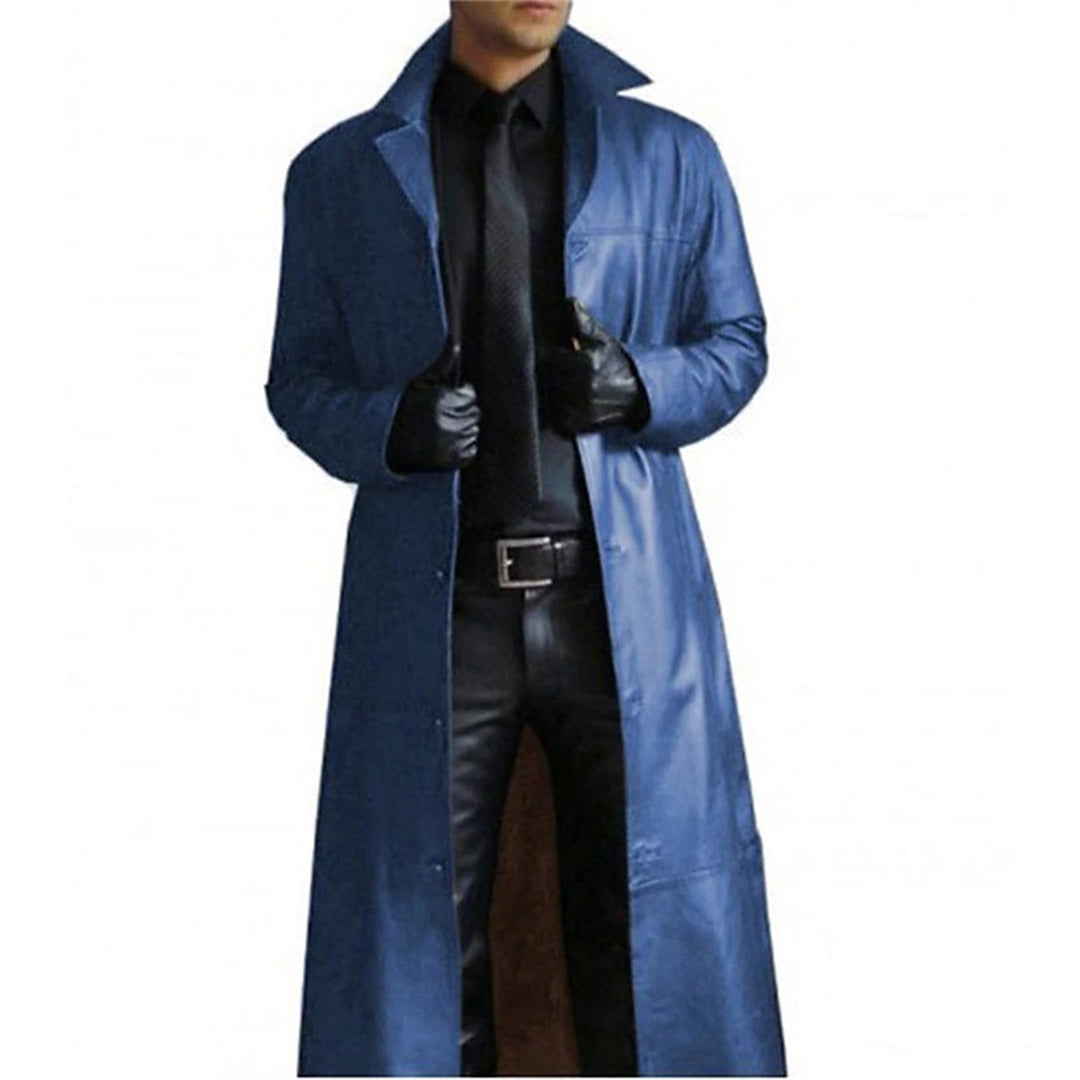 Men’s Long Coat – Tailored Fit – Button-Down – Structured Formal Outerwear