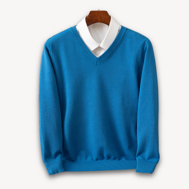 Men’s V-Neck Sweater – Slim Fit – Soft Knit – Ribbed Detail – Lightweight Luxury Fabric