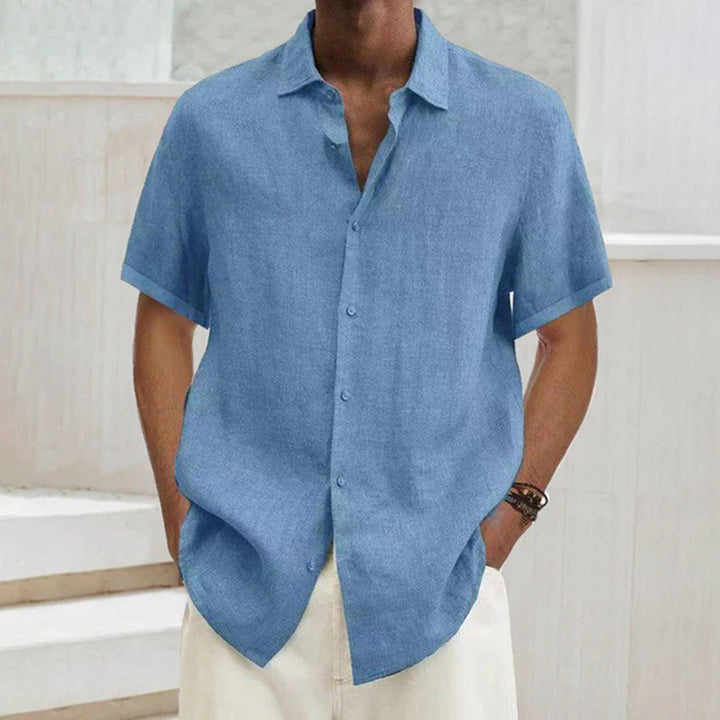 Men’s Short Sleeve Shirt - Relaxed Fit - Breathable Blend - Button Down Casual Style