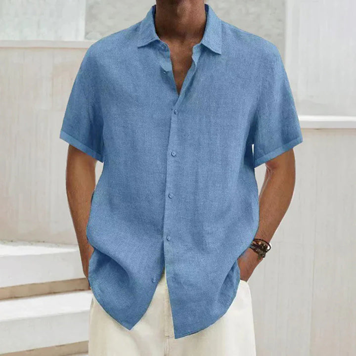 Men’s Button-Up Shirt - Relaxed Fit - Short Sleeve - Breathable Blend - Casual Style
