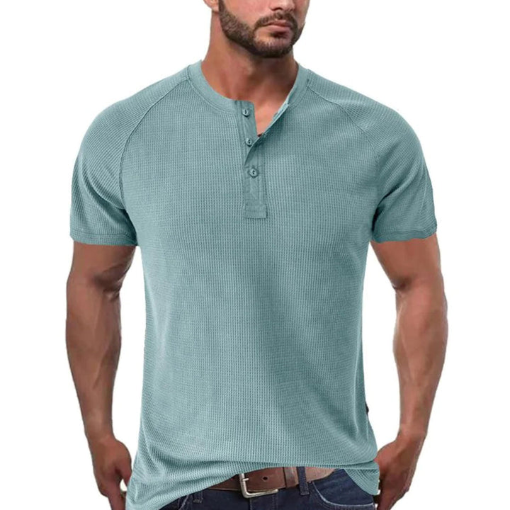 Men’s Henley Shirt - Slim Fit - Soft Knit - Short Sleeve - Breathable Casual Wear