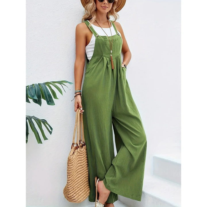 Women's Jumpsuit - Wide Leg - Sleeveless Adjustable Straps - Relaxed Fit Breathable Fabric