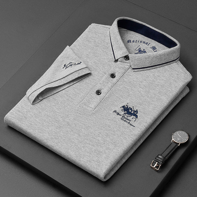 Men’s Polo Shirt - Soft Knit - Regular Fit - Short Sleeve - Embroidered Detailing