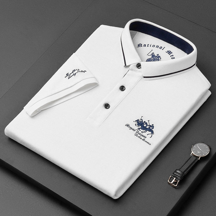 Men’s Polo Shirt - Soft Knit - Regular Fit - Short Sleeve - Embroidered Detailing