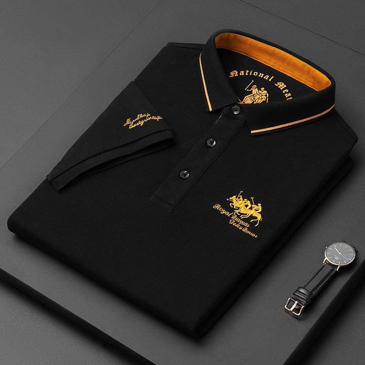 Men’s Polo Shirt - Soft Knit - Regular Fit - Short Sleeve - Embroidered Detailing