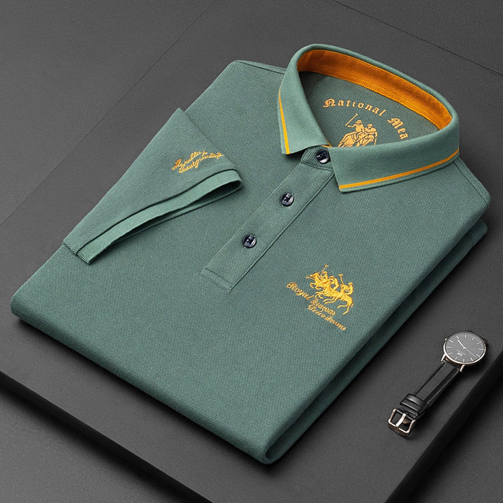 Men’s Polo Shirt - Soft Knit - Regular Fit - Short Sleeve - Embroidered Detailing