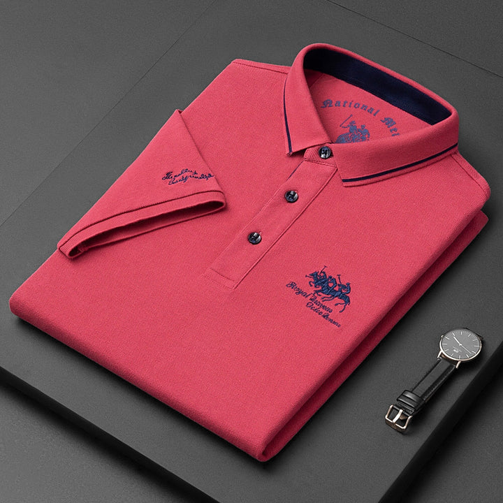 Men’s Polo Shirt - Soft Knit - Regular Fit - Short Sleeve - Embroidered Detailing