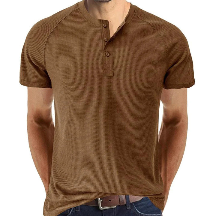 Men’s Henley Shirt - Slim Fit - Soft Knit - Short Sleeve - Breathable Casual Wear